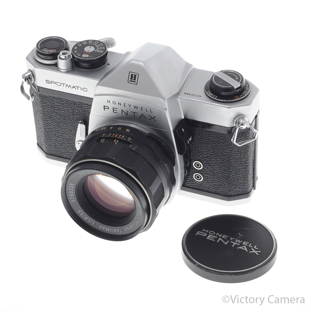 Pentax Spotmatic Chrome 35mm Camera w/ 55mm f1.8 Lens -No Meter- [EXC] - Victory Camera