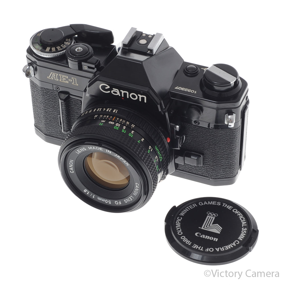 Canon AE-1 35mm Black Camera w/ 50mm f1.8 Prime Lens -CLA'd- [EXC+] image 5
