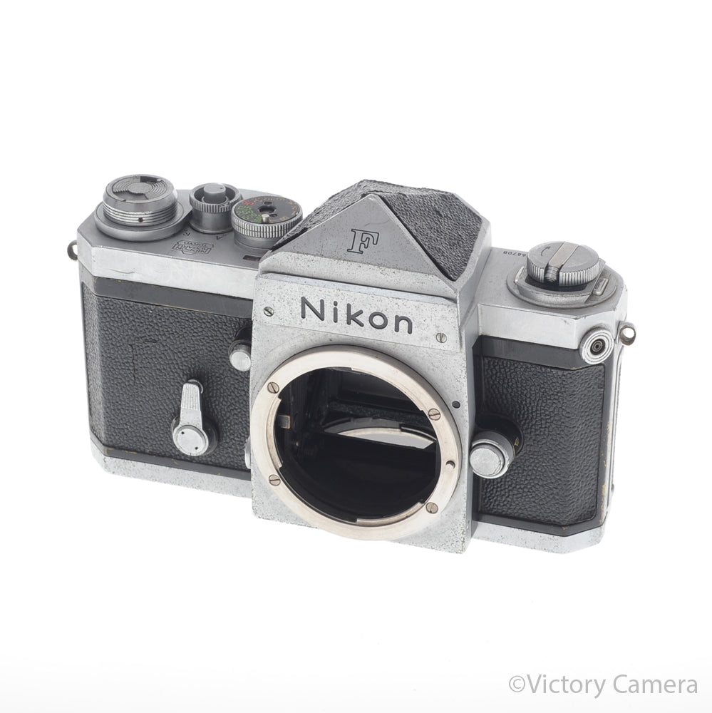 Nikon F Chrome 35mm Camera Body w/ Eye Level Finder [GOOD] image 2