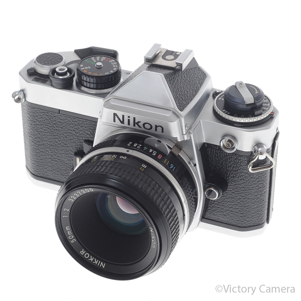 Nikon FE Chrome 35mm Film Camera 50mm f2 AI Lens [GOOD] image 2