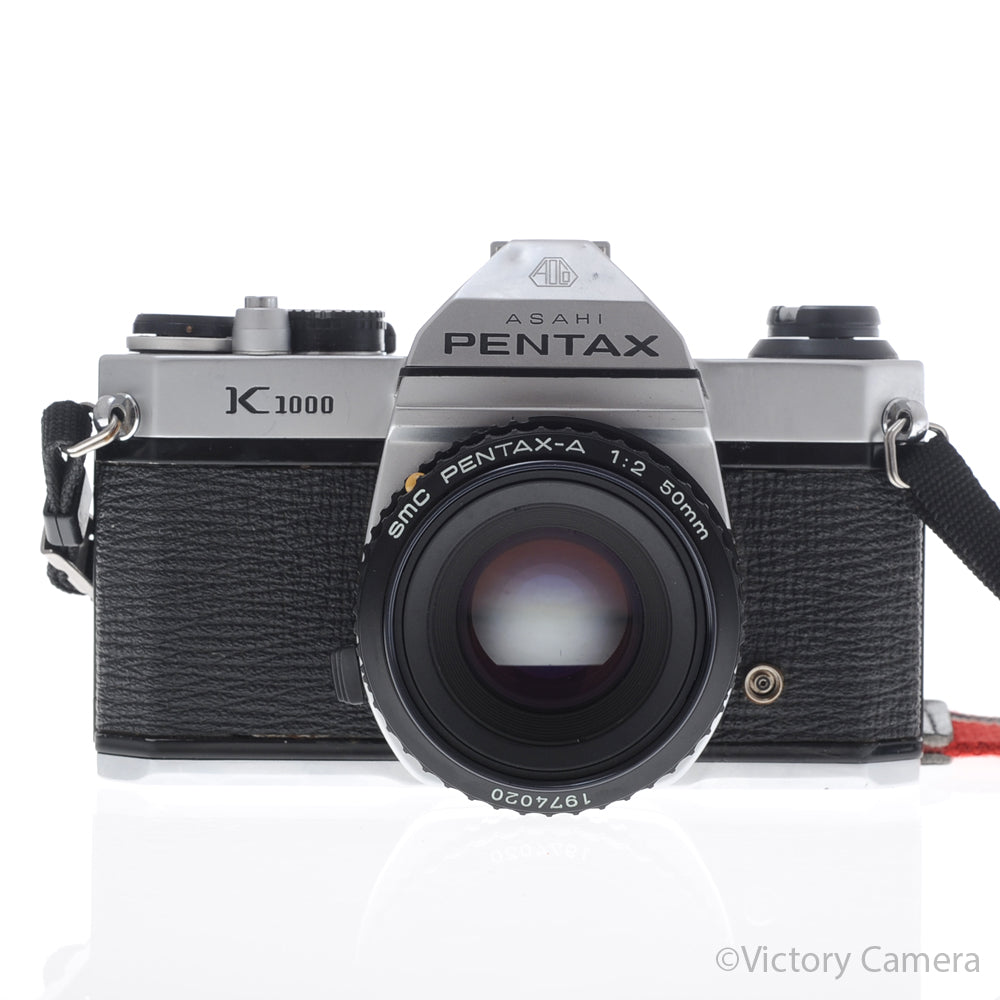 Pentax K1000 Chrome 35mm Film Camera w/ 50mm f2 Lens [EXC] image 1