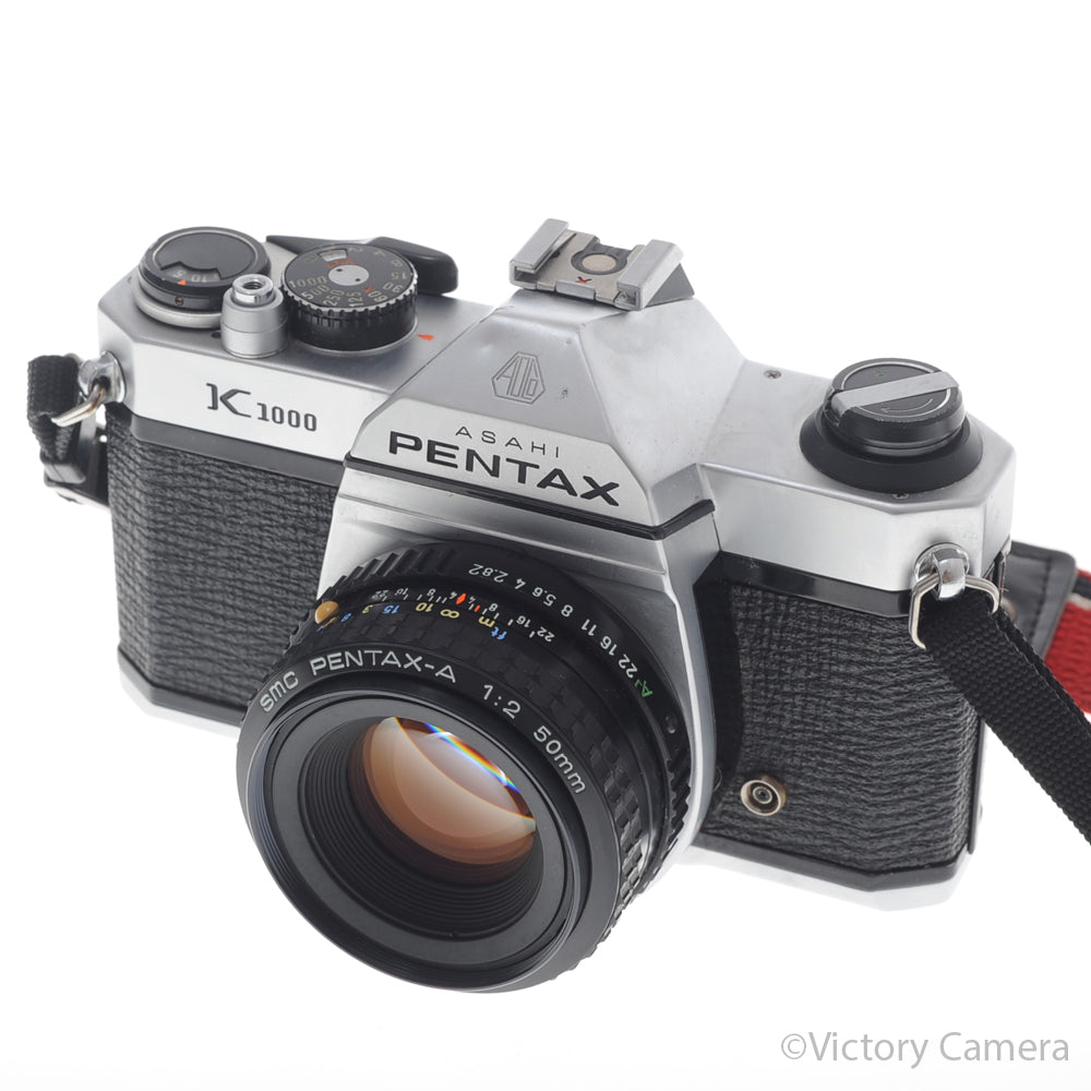 Pentax K1000 Chrome 35mm Film Camera w/ 50mm f2 Lens [EXC] image 2