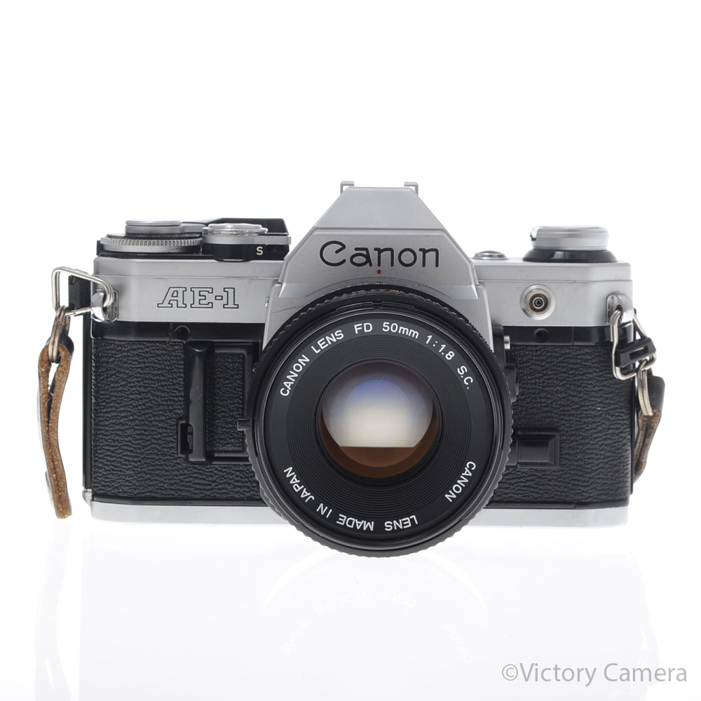 Canon AE-1 35mm Chrome Camera w/ 50mm f1.8 Prime Lens [EXC+] image 1