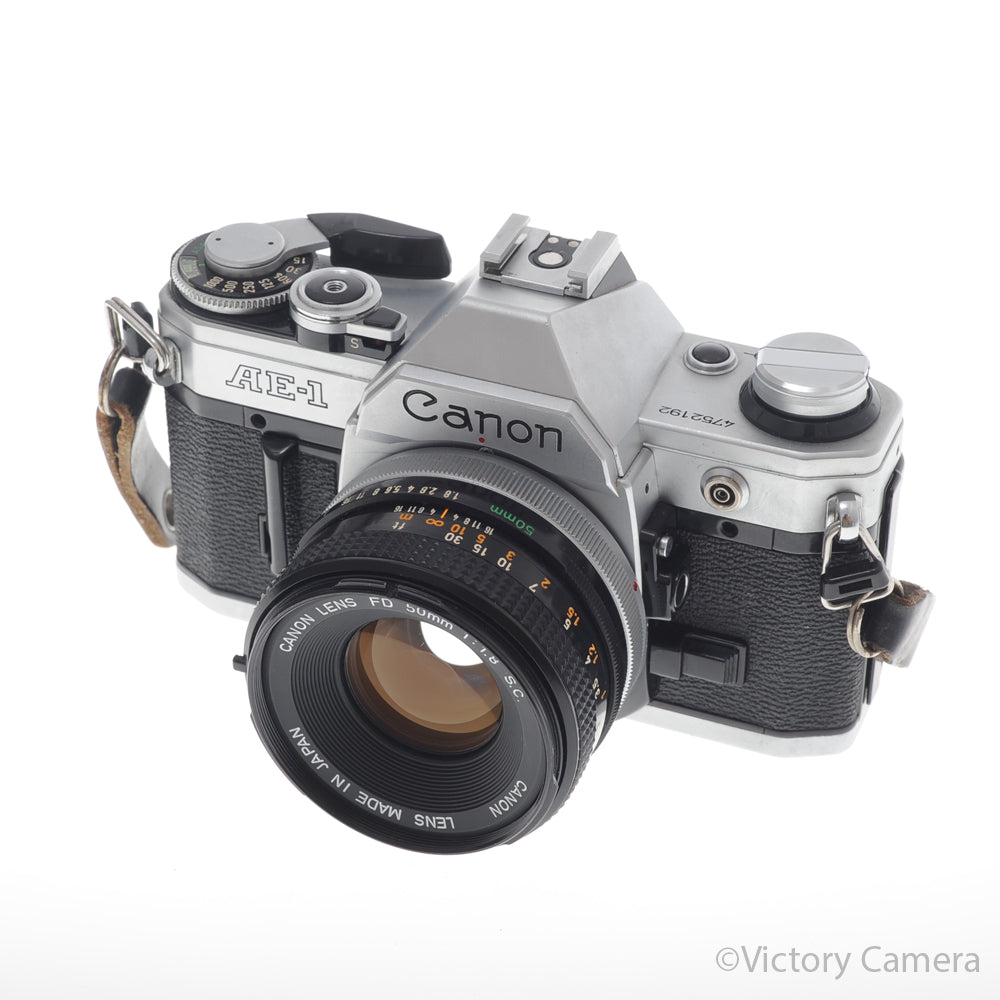Canon AE-1 35mm Chrome Camera w/ 50mm f1.8 Prime Lens [EXC+] image 2