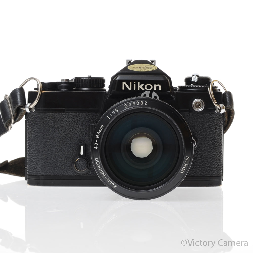 Nikon FE Black 35mm Film Camera with 43-86mm F3.5 Zoom Lens [GOOD] - Victory Camera