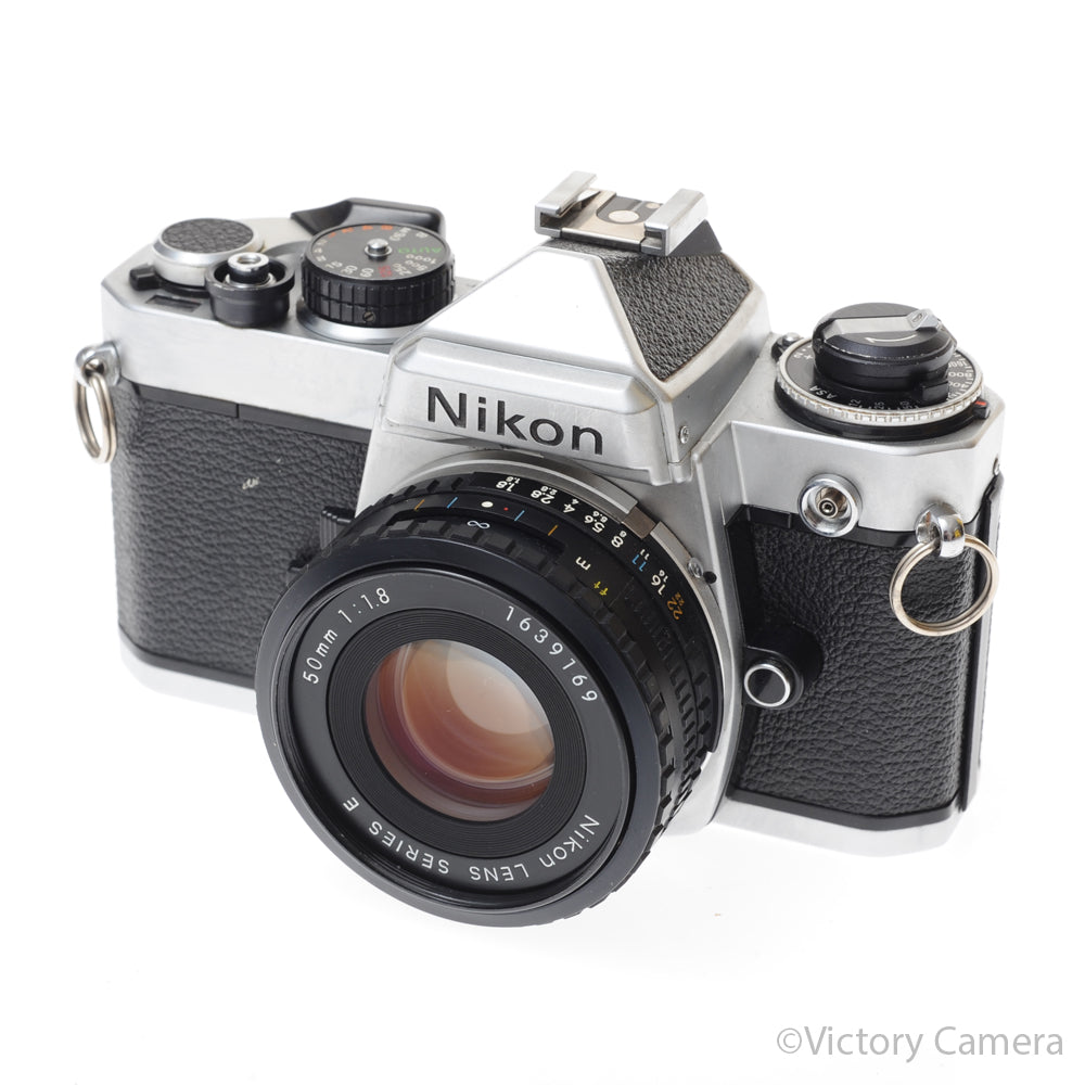 Nikon FE Chrome 35mm Film Camera 50mm f1.8 AI-S Lens [EXC] image 2