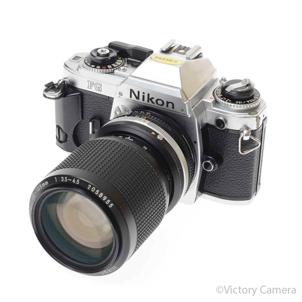 Nikon FG Chrome Camera w/ 35-105mm Zoom Lens [GOOD] - Victory Camera