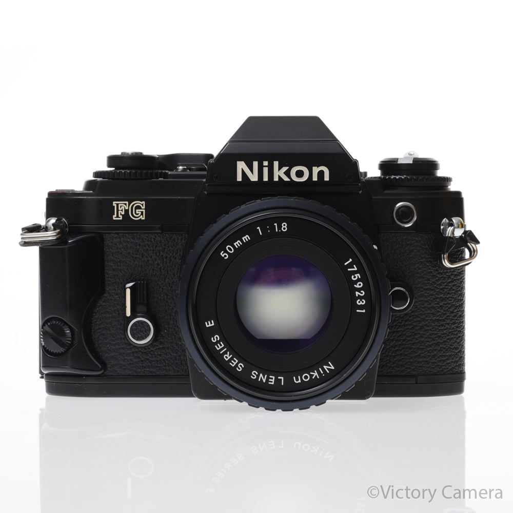 Nikon FG Black 35mm SLR Film Camera w/ 50mm f1.8 Prime Lens -CLA'd- [EXC] - Victory Camera