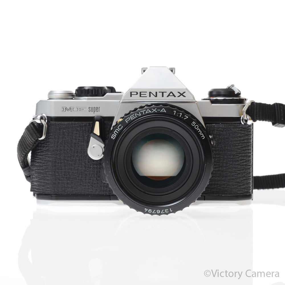 Pentax ME Super Chrome 35mm SLR Camera w/ 50mm f1.7 Lens [EXC] - Victory Camera