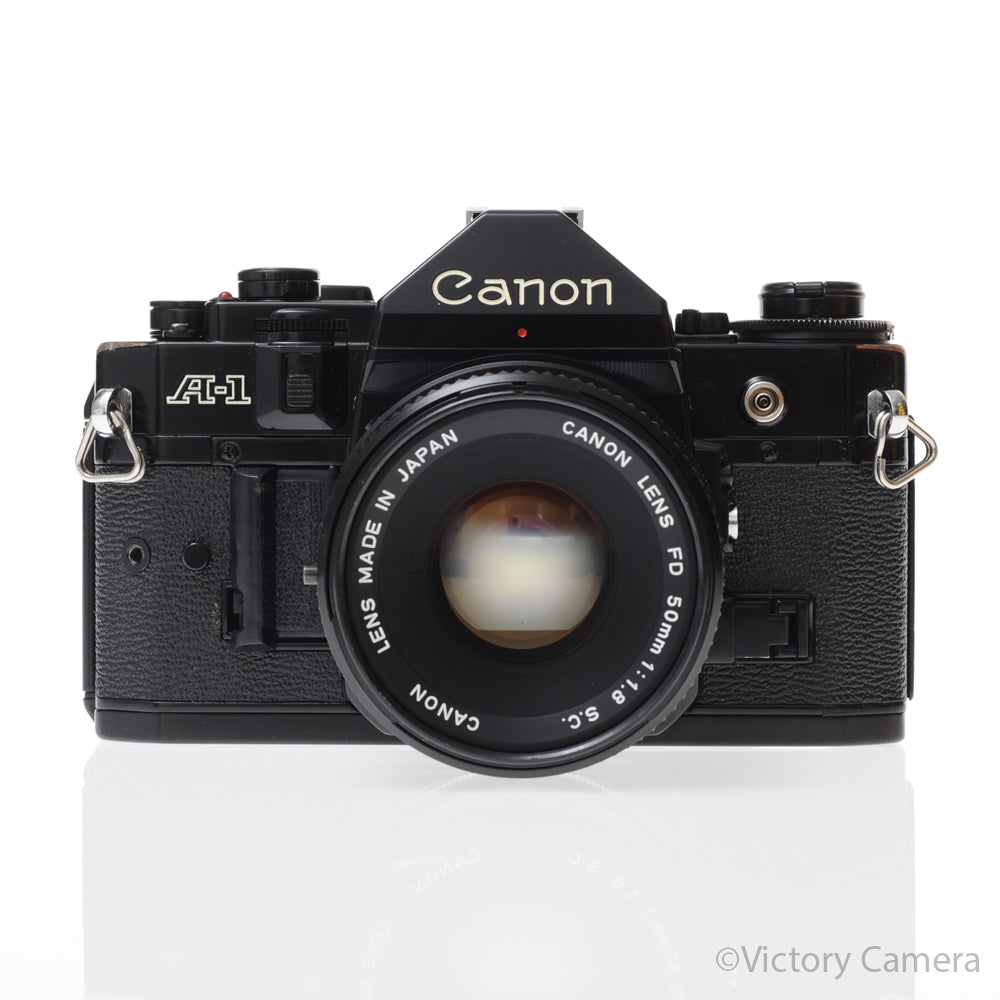 Canon A-1 A1 Black 35mm Film SLR Camera w/ 50mm f1.8 Lens -CLA'd- [EXC] - Victory Camera