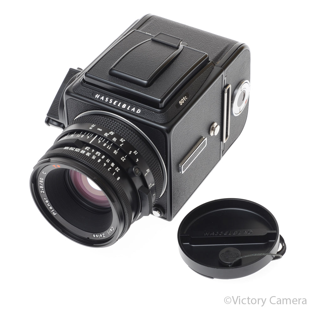 Hasselblad 501c Black Camera w/ 80mm f2.8 C T* Lens A12 Back WLF [EXC+] - Victory Camera