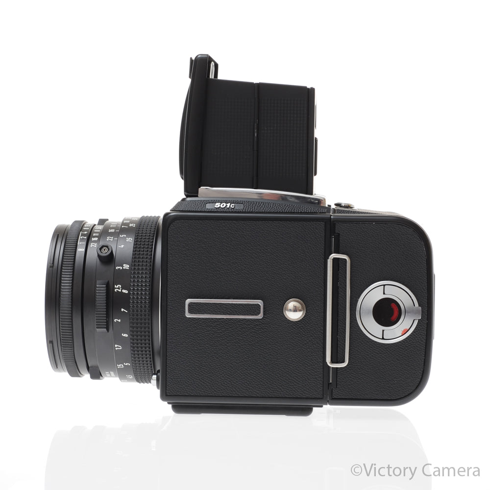 Hasselblad 501c Black Camera w/ 80mm f2.8 C T* Lens A12 Back WLF [EXC+] - Victory Camera