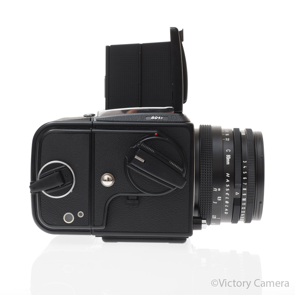 Hasselblad 501c Black Camera w/ 80mm f2.8 C T* Lens A12 Back WLF [EXC+] - Victory Camera