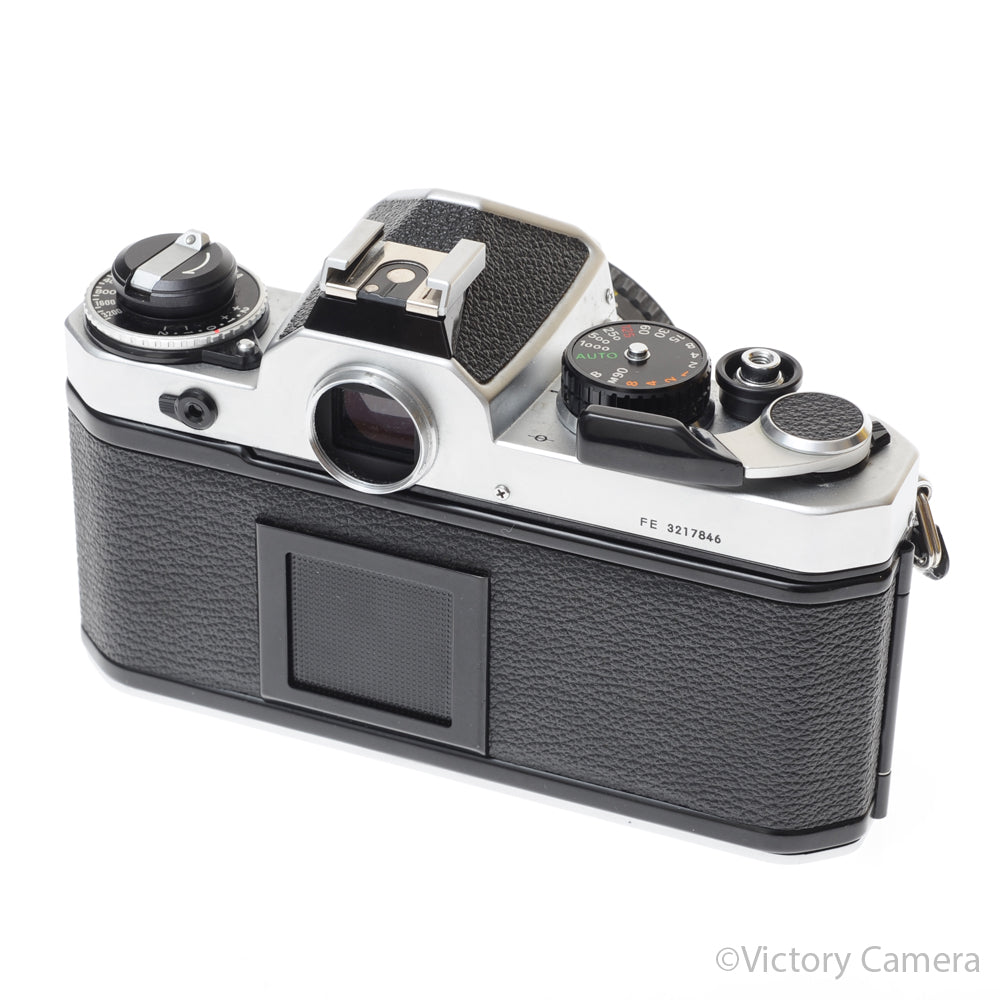 Nikon FE Chrome 35mm Film Camera 50mm f1.8 AI-S Lens [EXC-] - Victory Camera