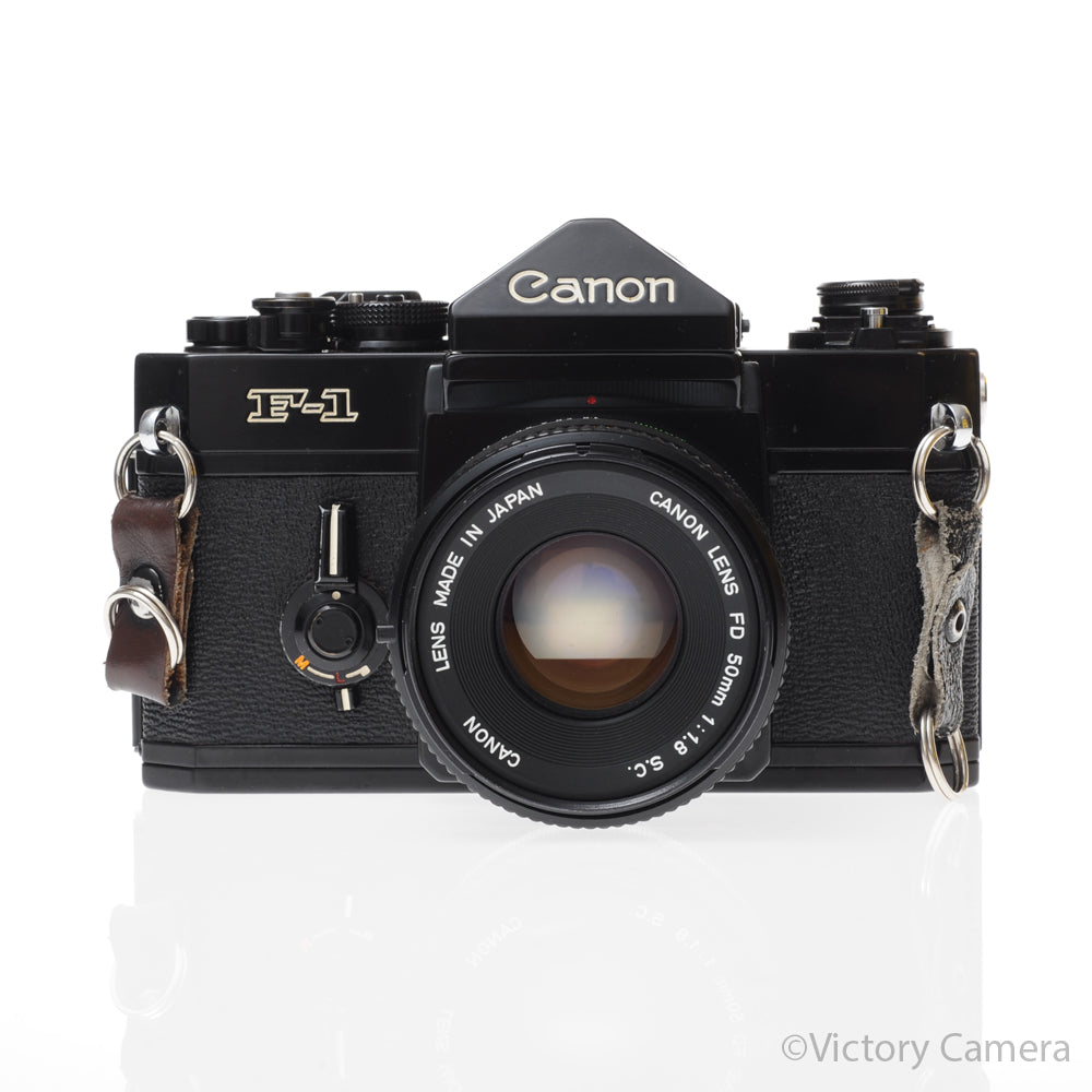 Canon F1 F-1 Black 35mm Camera Body w/ 50mm f1.8 Lens [EXC-] - Victory Camera