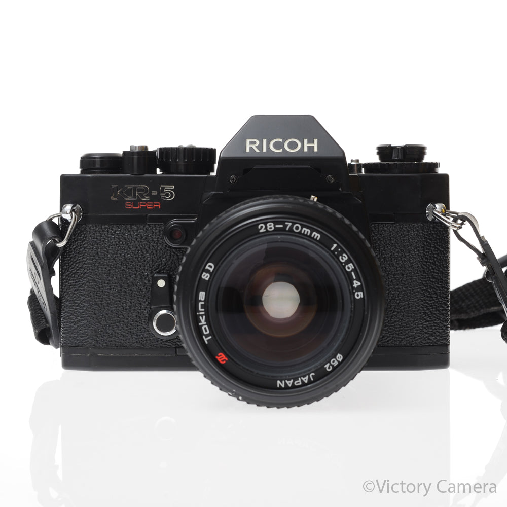 Ricoh KR-5 SuperBlack 35mm Film Camera w/ 28-70mm Zoom Lens [EXC-] - Victory Camera