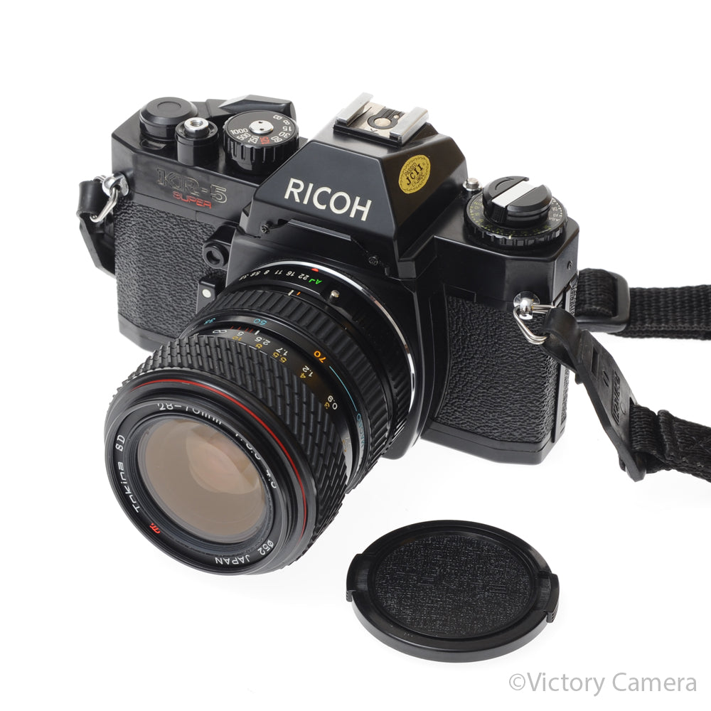Ricoh KR-5 SuperBlack 35mm Film Camera w/ 28-70mm Zoom Lens [EXC-] - Victory Camera