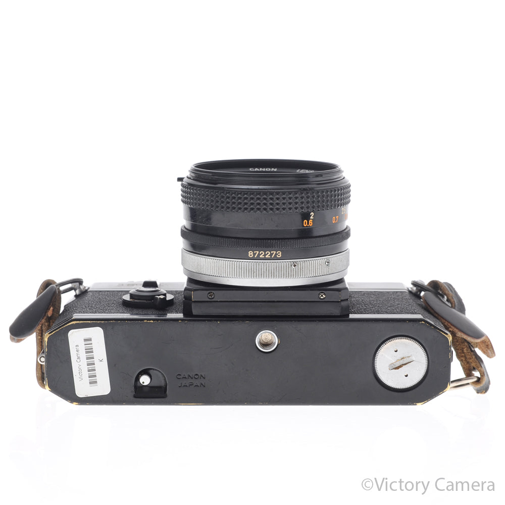 Canon F-1 F1 Black 35mm Camera w/ 50mm f1.8 Prime Lens -CLA'd- [EXC] - Victory Camera