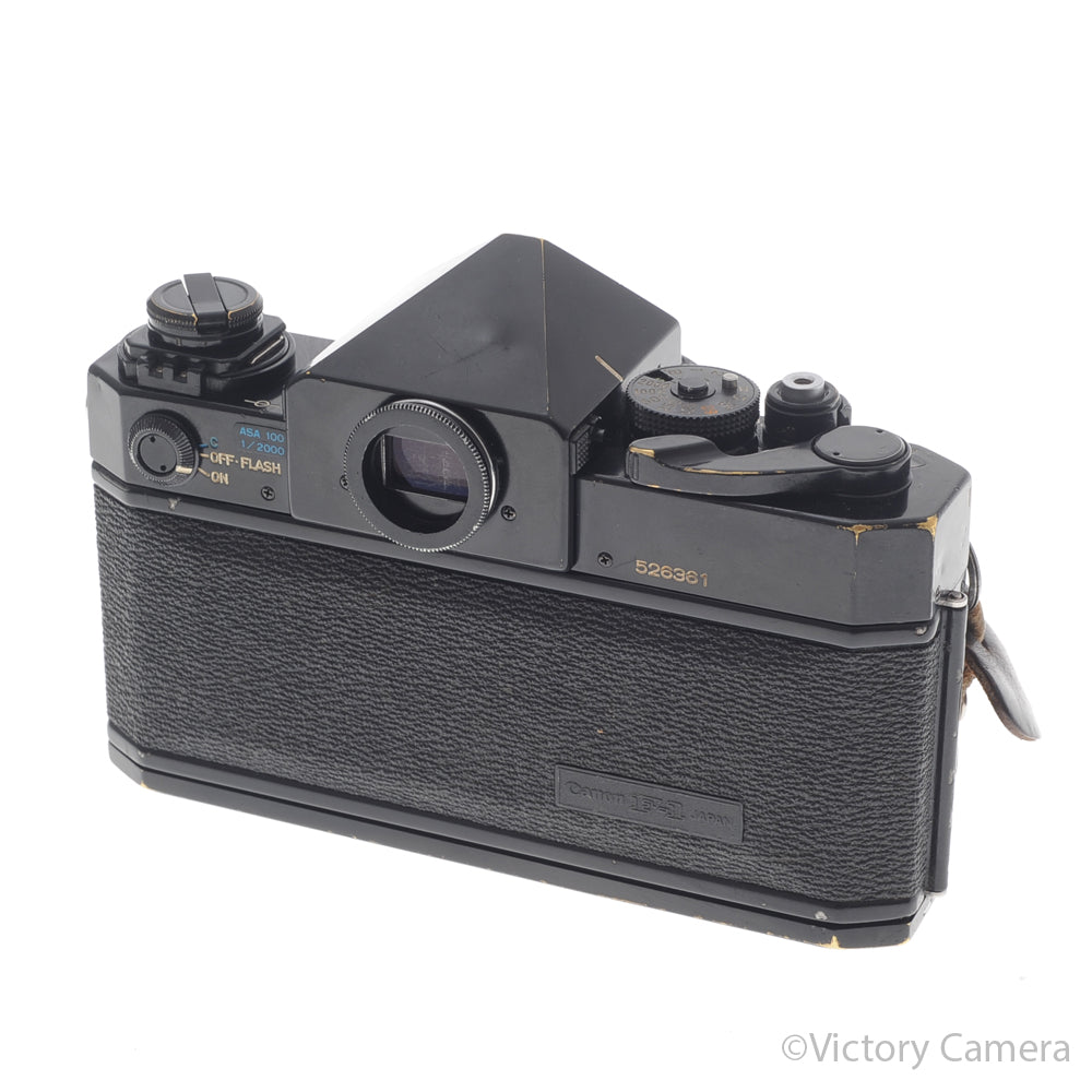 Canon F-1 F1 Black 35mm Camera w/ 50mm f1.8 Prime Lens -CLA'd- [EXC] - Victory Camera
