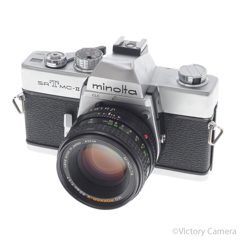 Minolta SRTMC-II Chrome 35mm Film Camera with 50mm f1.7 Lens [EXC-] - Victory Camera