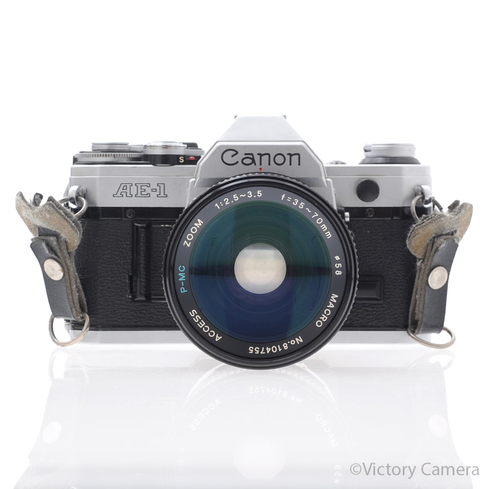 Canon AE-1 35mm Chrome Camera w/ 35-70mm Zoom Lens [EXC] image 1