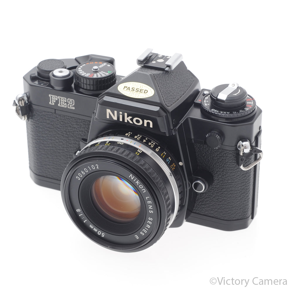 Nikon FE-2 FE2 Black 35mm Camera with 50mm f1.8 AI-s Lens [EXC+] image 2
