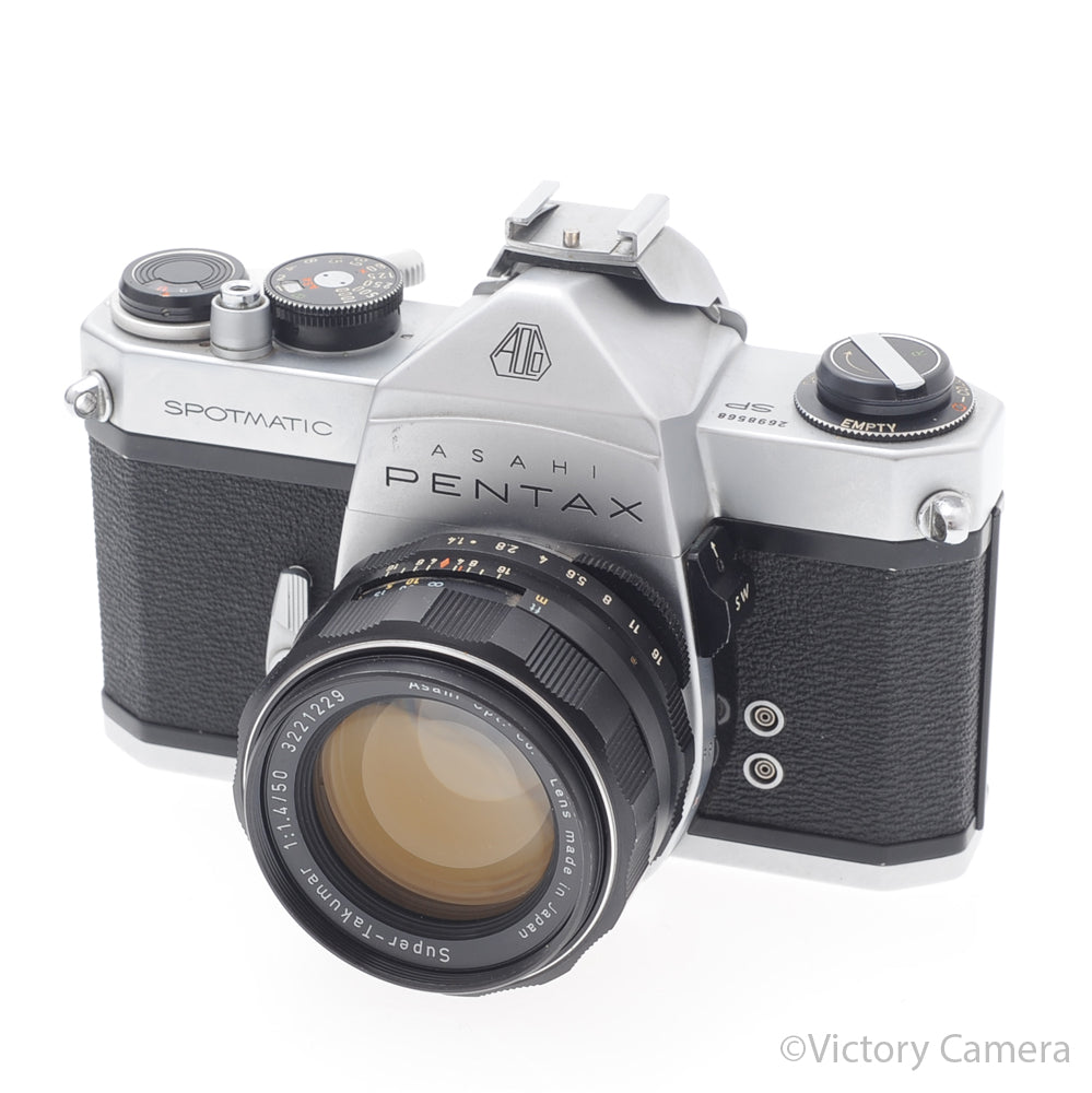 Pentax Spotmatic SP Chrome 35mm Camera with 50mm f1.4 Lens (No Meter) [EXC-] image 2