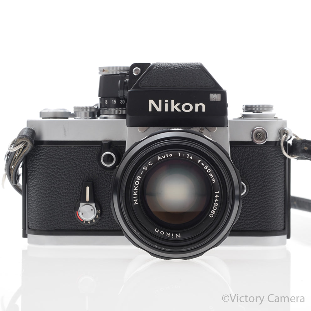 Nikon F2 Chome 35mm Film Camera w/ DP-1 Prism + 50mm f1.4 Lens [EXC-] - Victory Camera