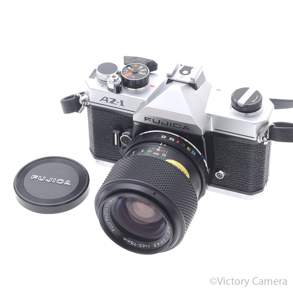 Fujica AZ-1 AZ1 Chrome 35mm Film SLR w/ 43-75mm Zoom Lens [EXC+] - Victory Camera