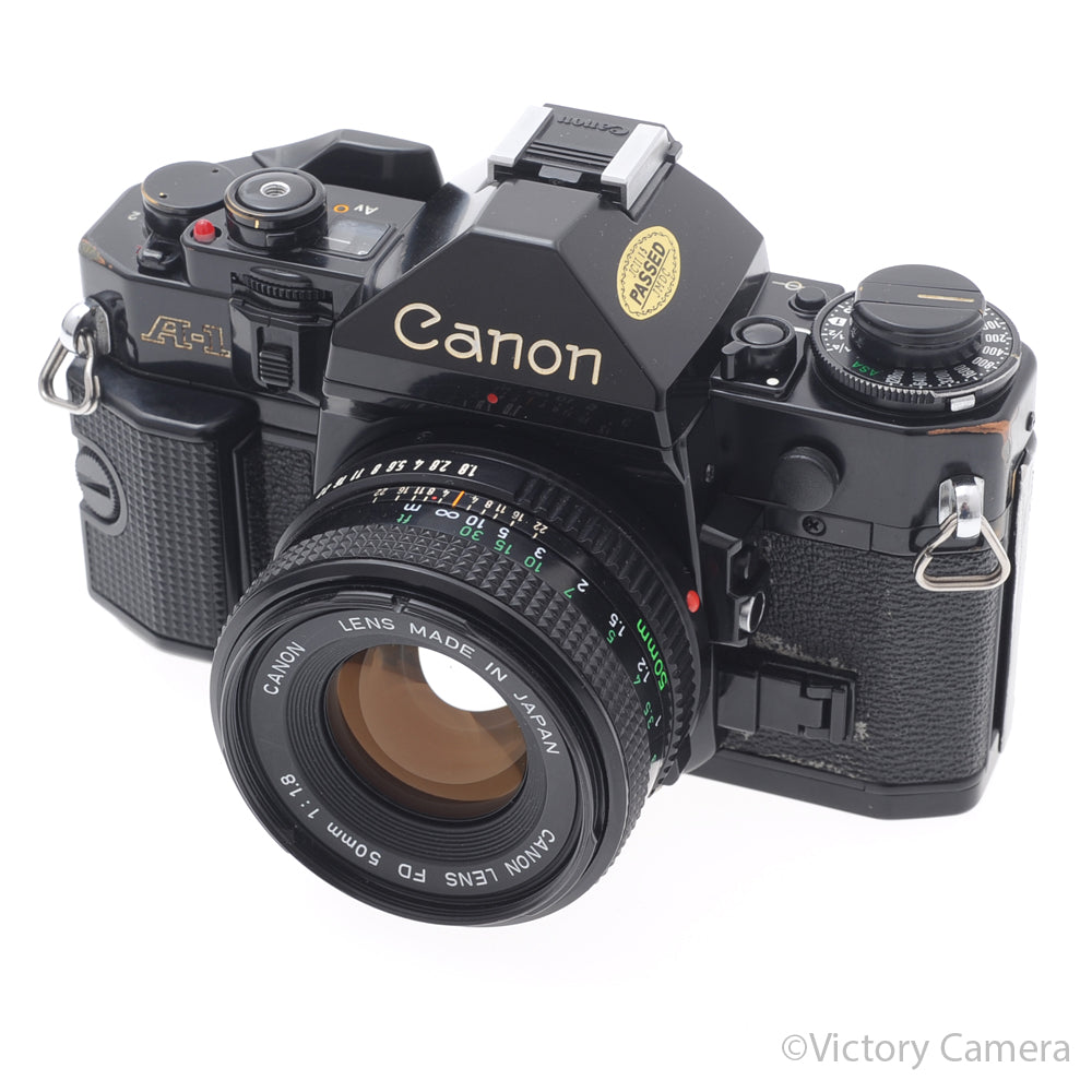 Canon A-1 A1 Black 35mm Film SLR Camera w/ 50mm f1.8 Lens -CLA'd- [EXC-] image 2