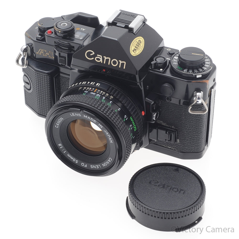 Canon A-1 A1 Black 35mm Film SLR Camera w/ 50mm f1.8 Lens -CLA'd- [EXC-] image 5