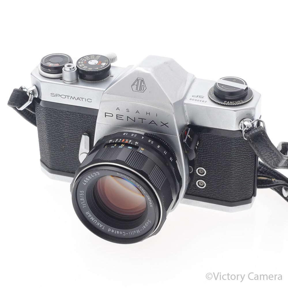 Pentax Spotmatic Chrome 35mm Camera w/ 55mm f2 Lens -No Meter- [EXC-] image 2