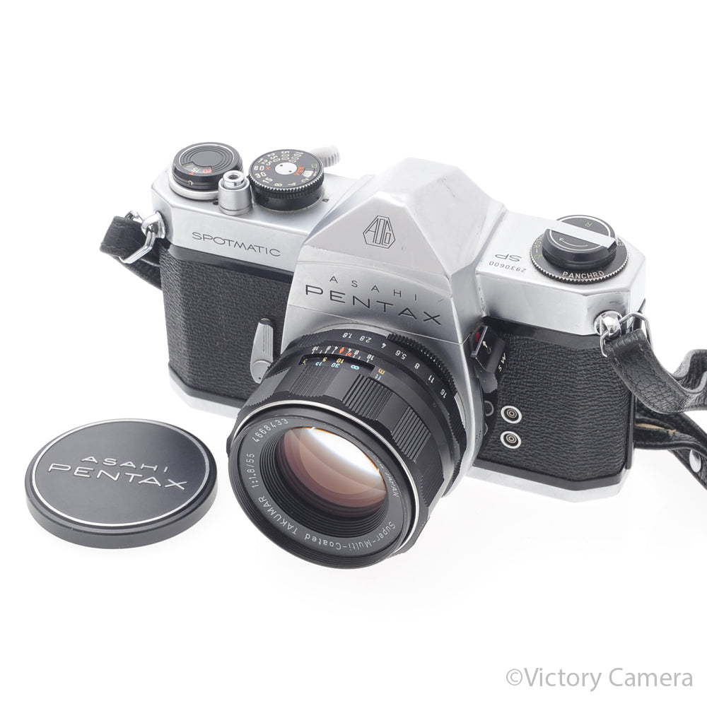 Pentax Spotmatic Chrome 35mm Camera w/ 55mm f2 Lens -No Meter- [EXC-] image 5