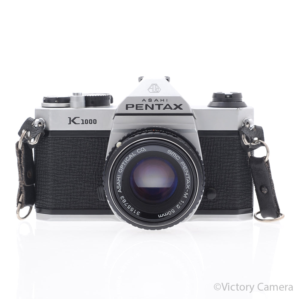 Pentax K1000 Chrome 35mm Film Camera w/ 50mm f2 Lens [EXC] - Victory Camera