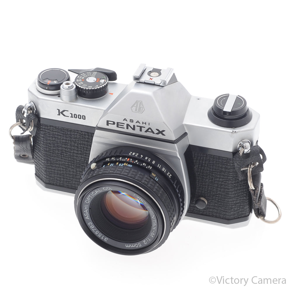 Pentax K1000 Chrome 35mm Film Camera w/ 50mm f2 Lens [EXC] - Victory Camera