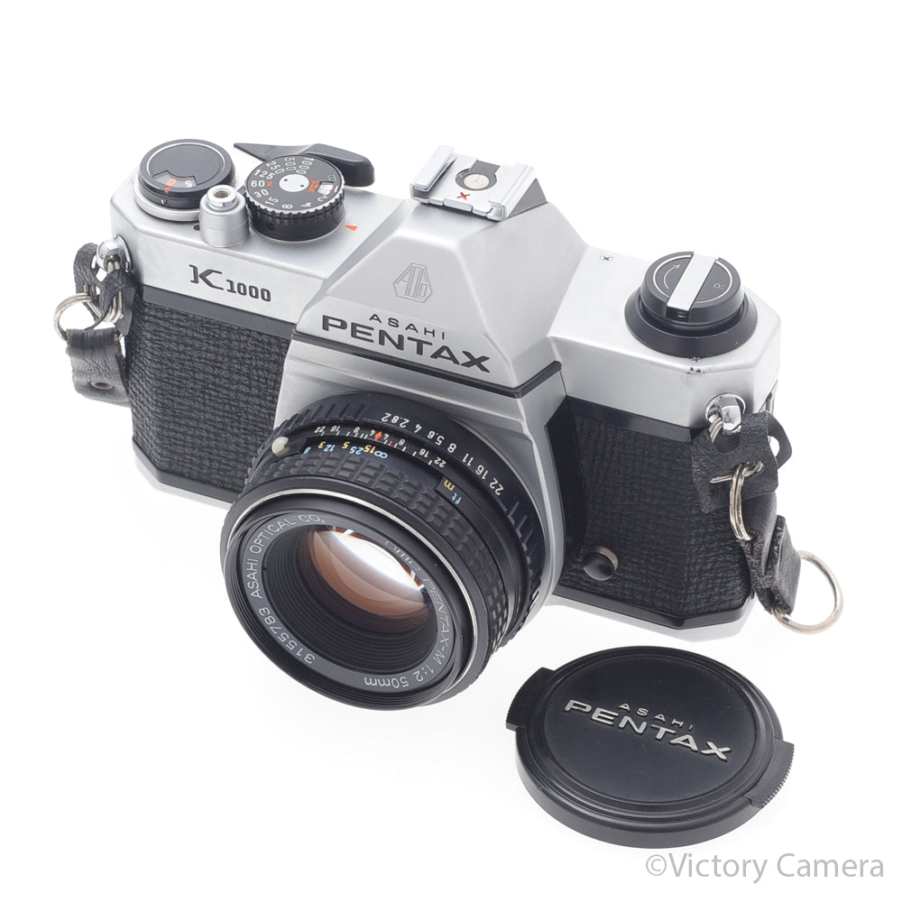Pentax K1000 Chrome 35mm Film Camera w/ 50mm f2 Lens [EXC] - Victory Camera