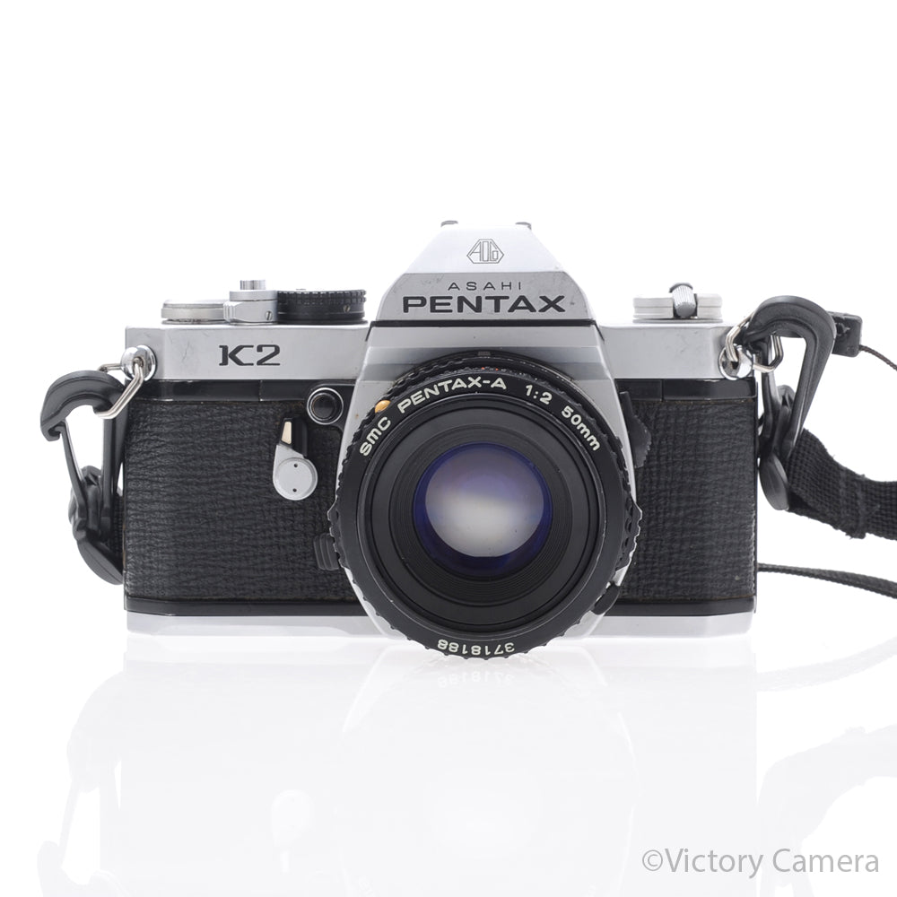 Pentax K2 Chrome 35mm Film Camera with Pentax-A 50mm f2 Lens [EXC] image 1