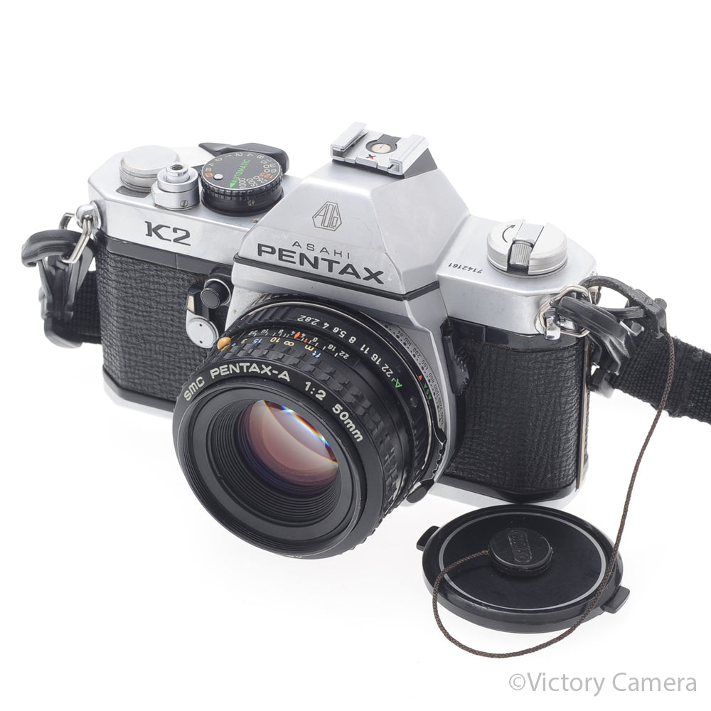 Pentax K2 Chrome 35mm Film Camera with Pentax-A 50mm f2 Lens [EXC] image 2