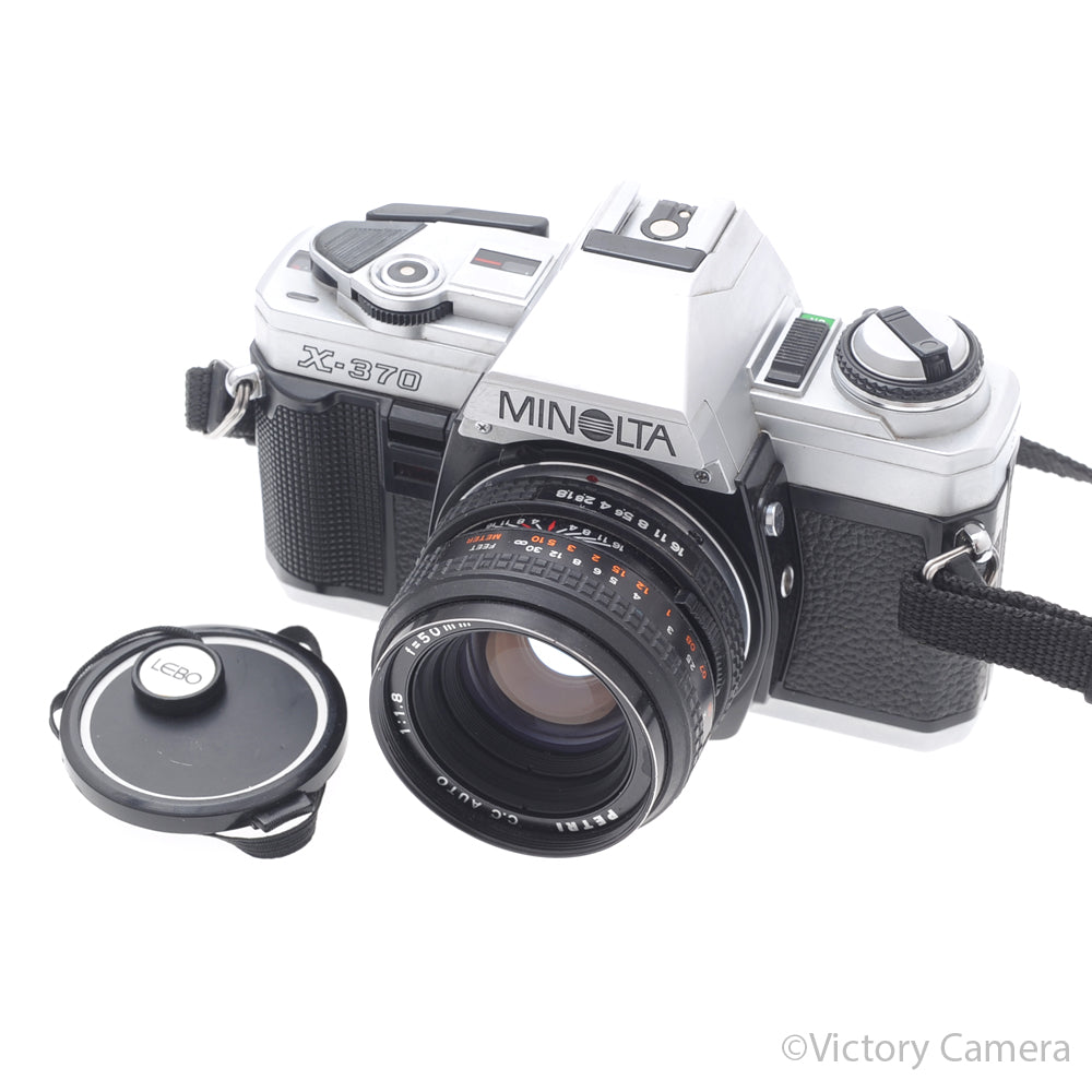 Minolta X-370 Chrome 35mm Manual Focus Camera w/ Petri 50mm f1.8 Lens [EXC+] image 4
