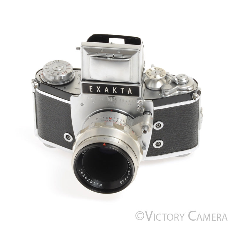 Exakta VX IIa USSR Occupied Chrome 35mm Camera w/ CZ Jena 50mm f2.8 Lens WLF - Victory Camera
