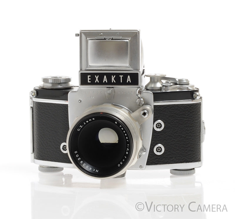 Exakta VX IIa USSR Occupied Chrome 35mm Camera w/ CZ Jena 50mm f2.8 Lens WLF [EXC] - Victory Camera