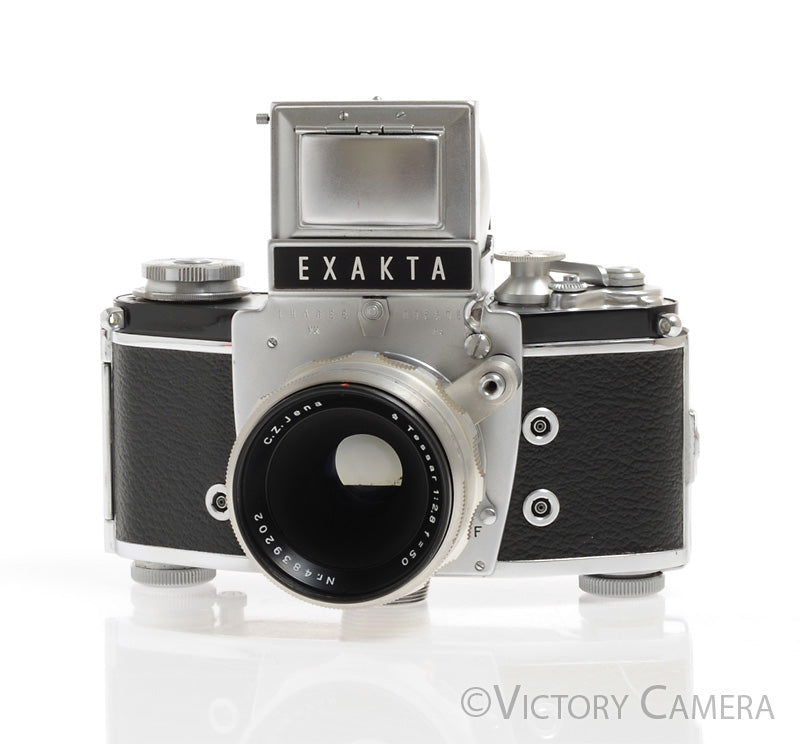 Exakta VX IIa USSR Occupied Chrome 35mm Camera w/ CZ Jena 50mm f2.8 Lens WLF - Victory Camera