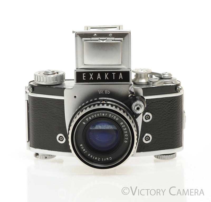 Exakta VX IIb Chrome 35mm Camera w/ Carl Zeiss Jena 50mm f2 Lens WLF [EXC] - Victory Camera
