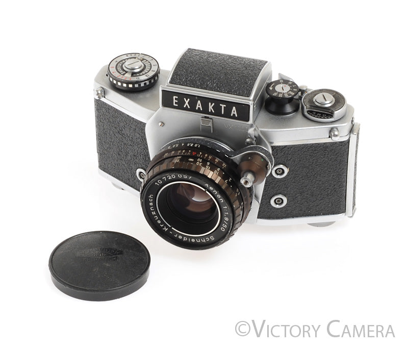 Exakta VX1000 Chrome 35mm Camera w/ Schneider 50mm f1.9 &amp; Waist Level Finder - Victory Camera
