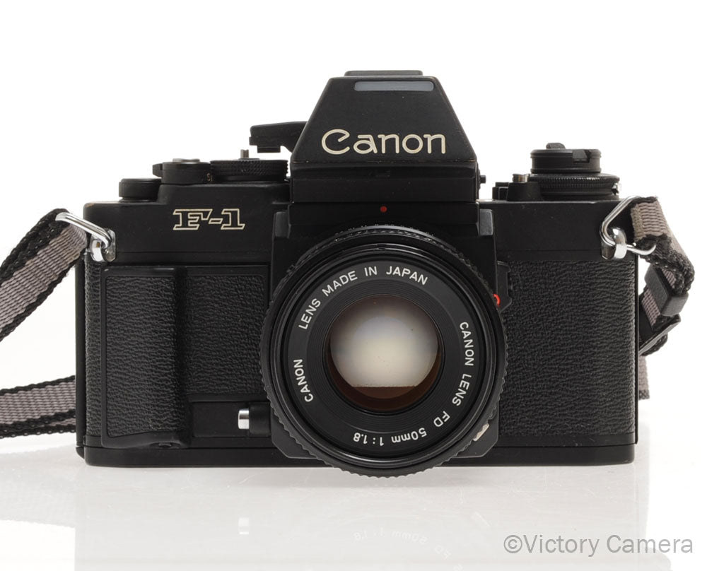 Canon New F1 F-1 Black 35mm Camera w/ 50mm f1.8 Lens [EXC] - Victory Camera