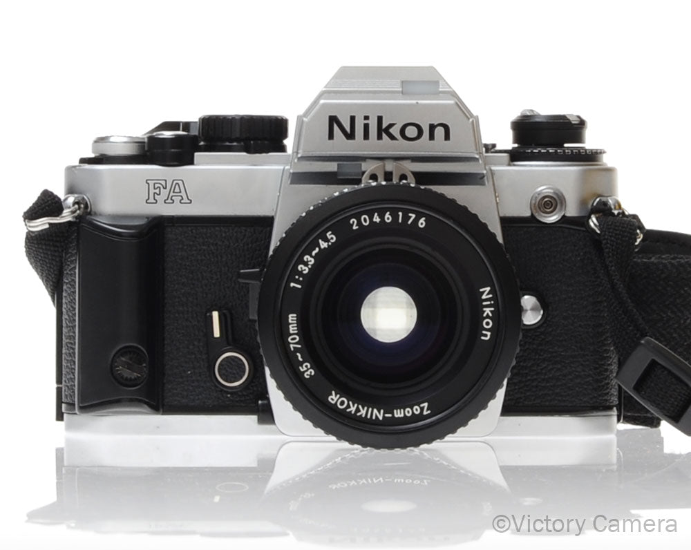 Nikon FA Chrome Camera Body w/ Matrix Metering and 35-70mm Zoom Lens [EXC] - Victory Camera