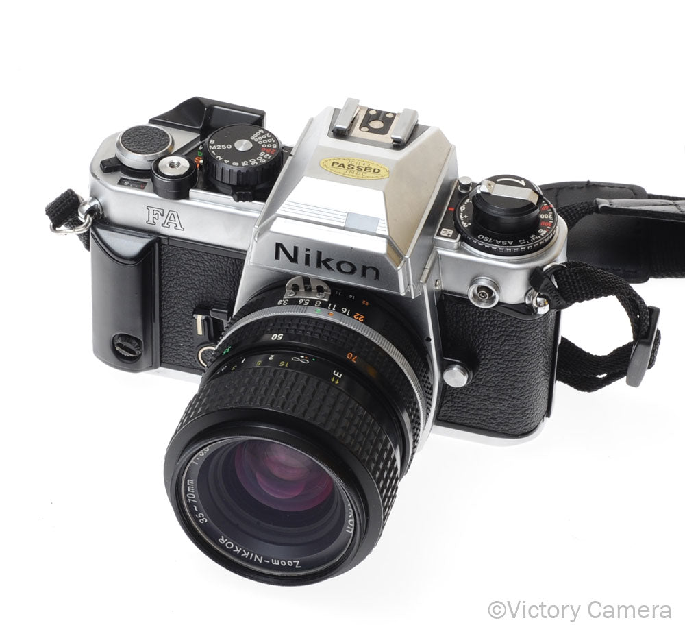 Nikon FA Chrome Camera Body w/ Matrix Metering and 35-70mm Zoom Lens [EXC] - Victory Camera