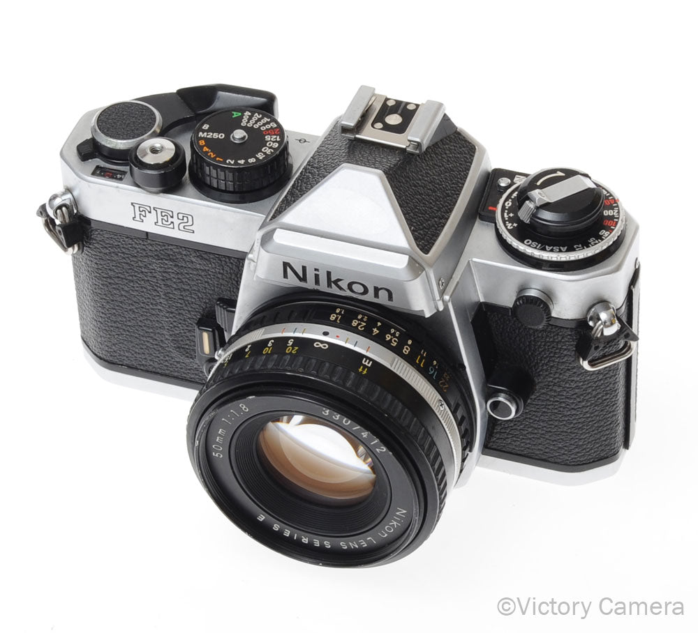 Nikon FE-2 FE2 Chrome 35mm Camera with 50mm f1.8 AI-s Lens [EXC] image 1