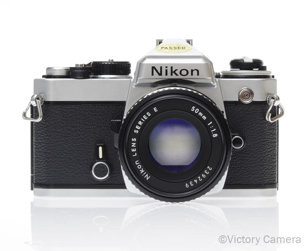 Nikon FE Chrome 35mm Film Camera 50mm f1.8 AI-S Lens -CLA'd- [EXC] - Victory Camera