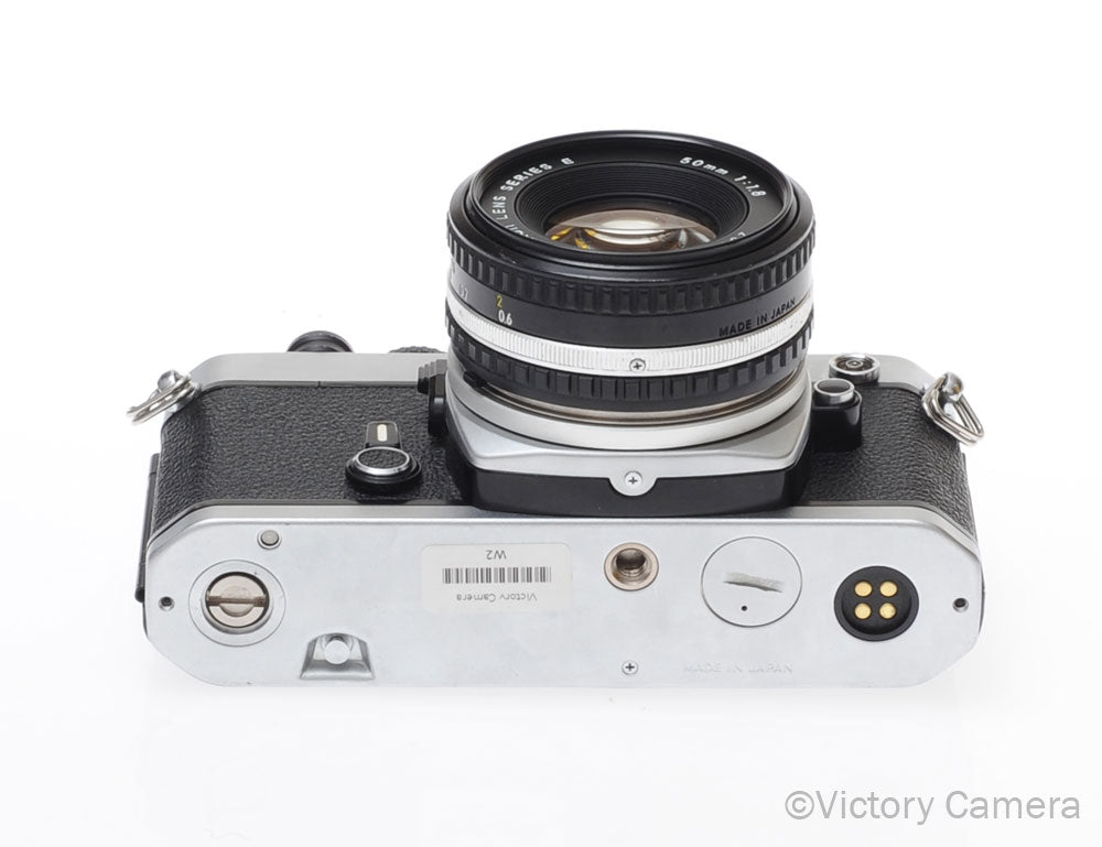 Nikon FE Chrome 35mm Film Camera 50mm f1.8 AI-S Lens -CLA'd- [EXC] - Victory Camera
